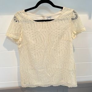 JCrew cream lace blouse. Size 0